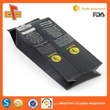 Aprobado por la FDA negro mate personalizada de impresión de papel de aluminio lado gusset bolsa de embalaje de café con la válvula de 250